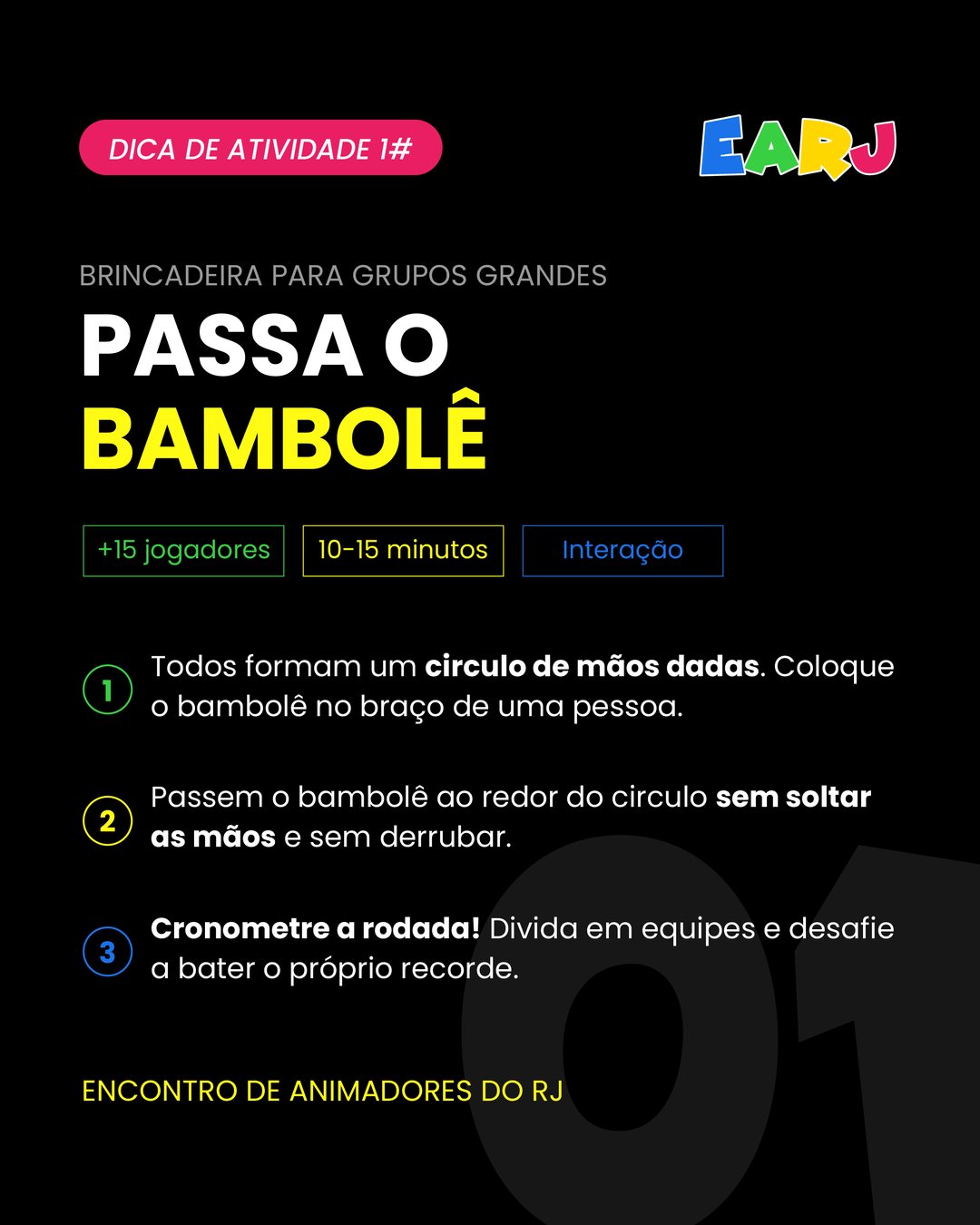 Post com dica de atividade para animadores