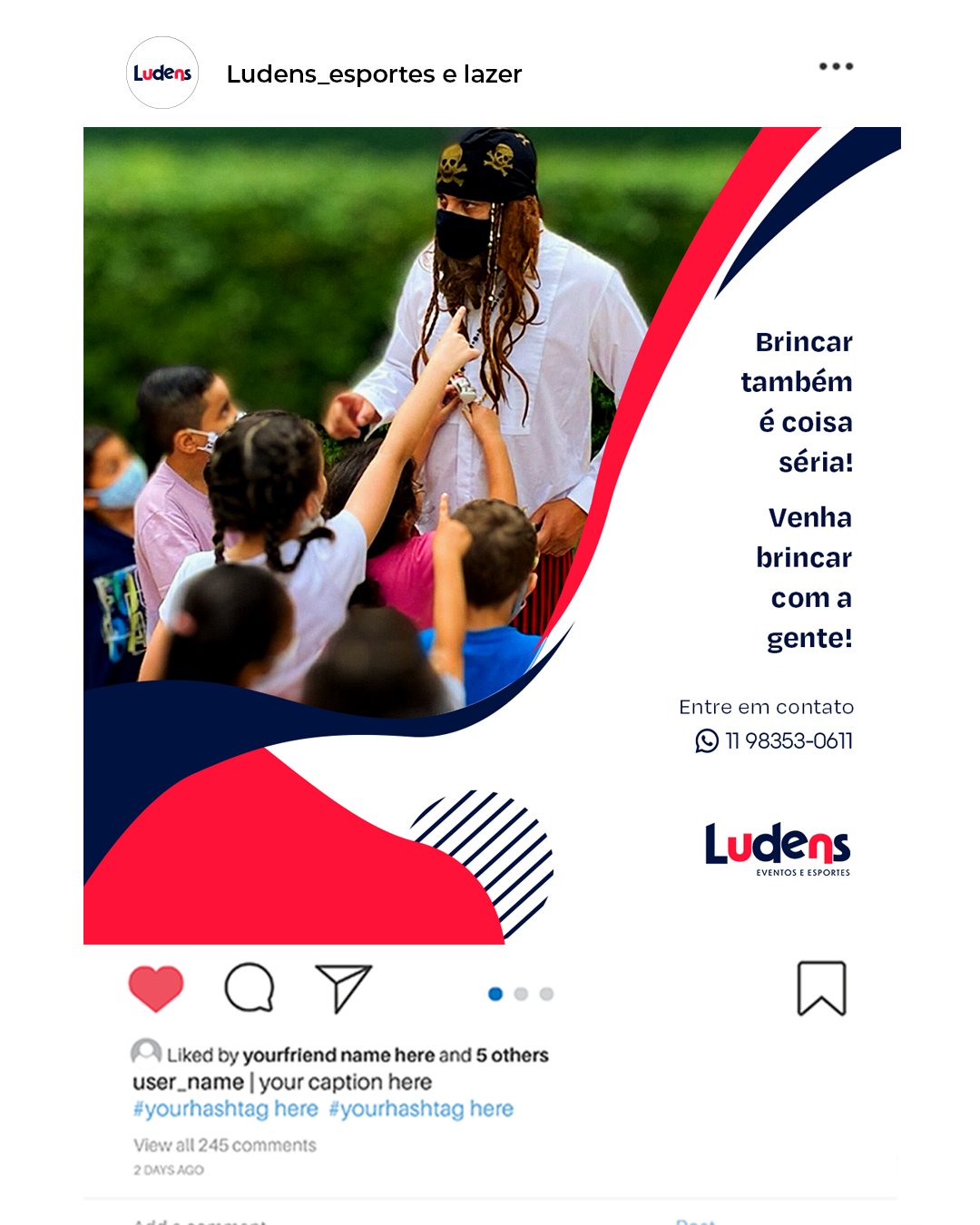 Post de Instagram da frente de recreação