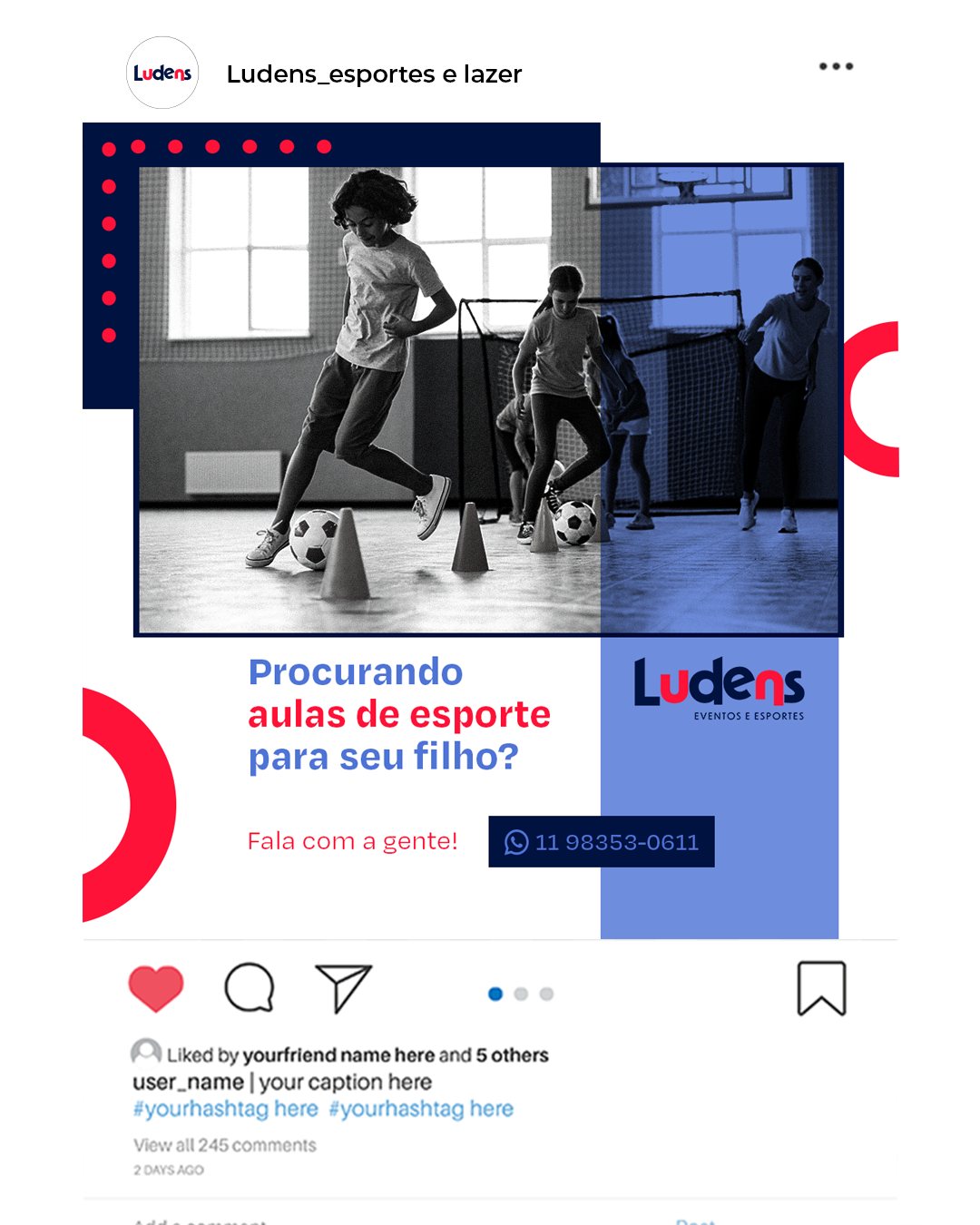 Post de Instagram da frente de esporte